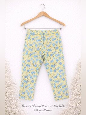 Lilly Pulitzer Vintage Yellow and Blue Floral Cropped Pants